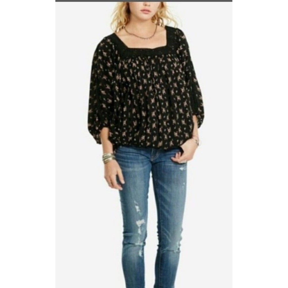 Ralph Lauren Denim & Supply Boho Top Crochet Pink Floral Cottagecore Large/XL